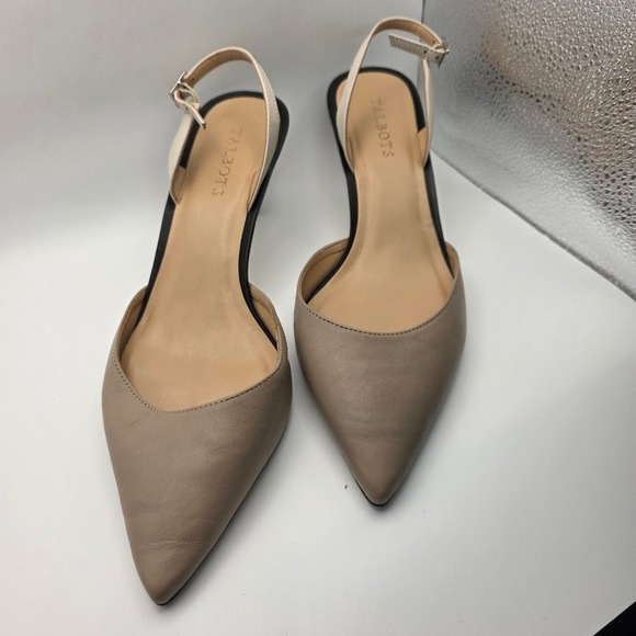 Talbots Slingback Pointed Toe Kitten Heels 2 Tone 10 - Picture 1 of 5